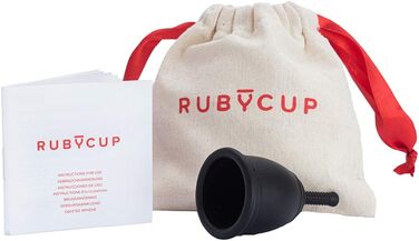 Гіпоалергенна менструальна чаша Ruby Cup, розмір S (маленька, світла менструація), чорна, ідеальна для початківців, практична та надійна альтернатива тампонам/прокладкам