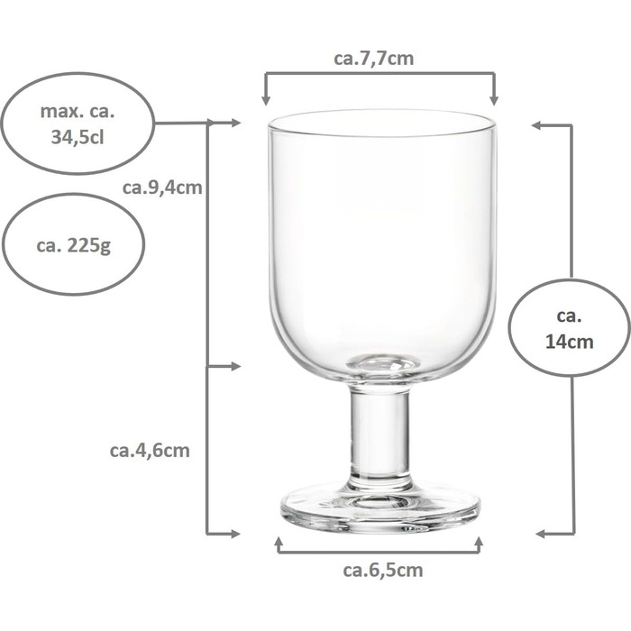 Келих для коктейлів Emilja Hosteria Goblet 345 мл - 6 шт. десертне скло келих для вина