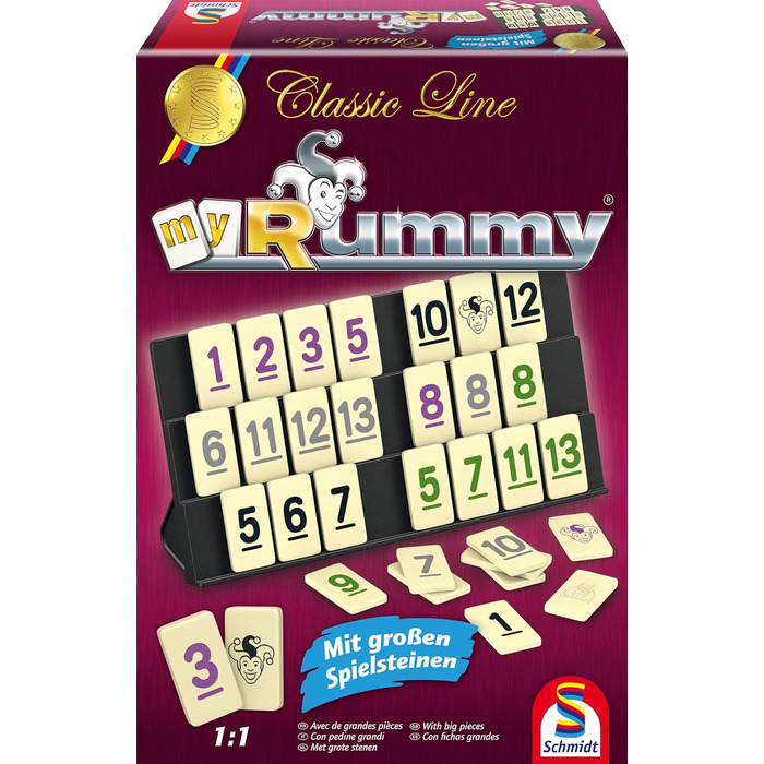 Класична лінія MyRummy, Гра з укладання плитки з великими ігровими фігурами Одинарна, 49282 -