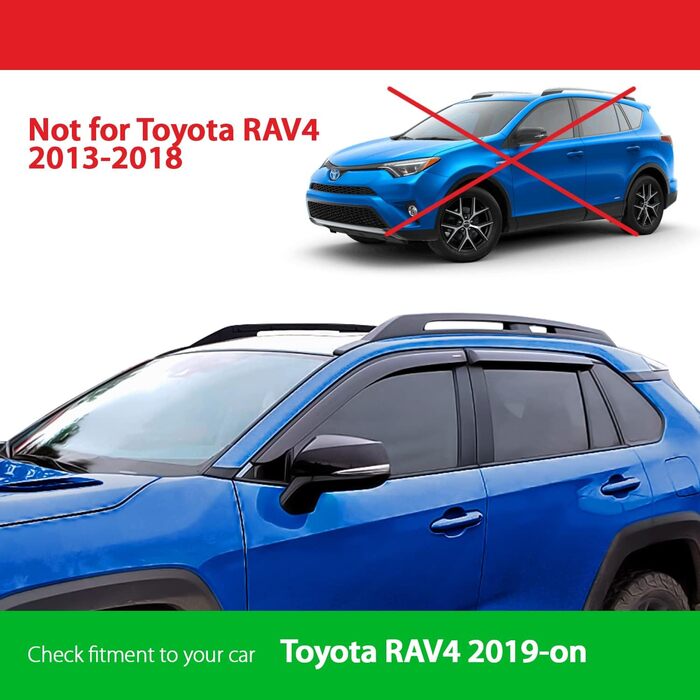 Вітровий дефлектор Goodyear для Toyota RAV4 2019-2023 Дощовик на вікно автомобіля, Дефлектори дощу, Клейкі дефлектори, 4 шт. и, темний димчастий