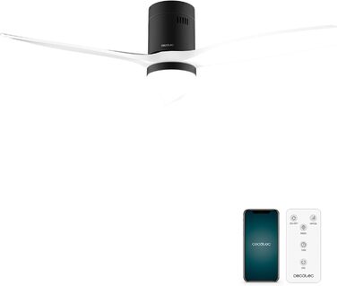 Стельові вентилятори з підсвічуванням EnergySilence Aero 5600 Aqua White&Black Connected, 132 см, 40 Вт, світлодіодне світло 20 Вт, 3 лопаті, 6 швидкостей, таймер, режим зима/літо, Wi-Fi, чорно-білий