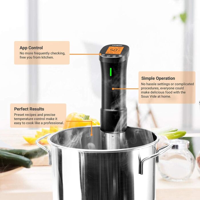 Вт, ISV-200W Sous Vide Cooker App Control, циркуляція 360, температура 0C-90C, 1000