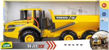 Самоскид Volvo A25G, самоскид з ABS пластику з шинами і сталевими осями, будівельна машина з шарнірним керуванням, іграшковий самоскид для дітей віком від 3 років, вантажівка жовтого, чорного кольору, 4616 Worxx