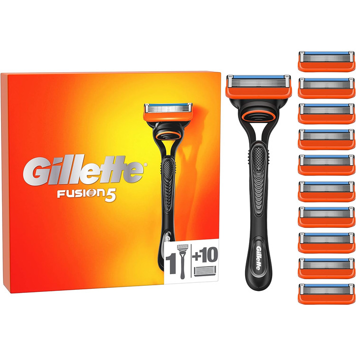 Леза для бритви Gillette Fusion 5 для бритв, 18 змінних лез для мокрих бритв чоловічі з 5-кратним лезом, Зроблено в Німеччині (бритва 11 лез)