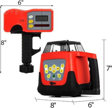 Професійний червоний обертовий лазер максимальна робоча дальність 500 м, лінійний лазер 360 градусів лазерний висотомір водо- та пилонепроникний на відкритому повітрі час роботи 20 годин з пультом дистанційного керування та захисними окулярами обертовий л