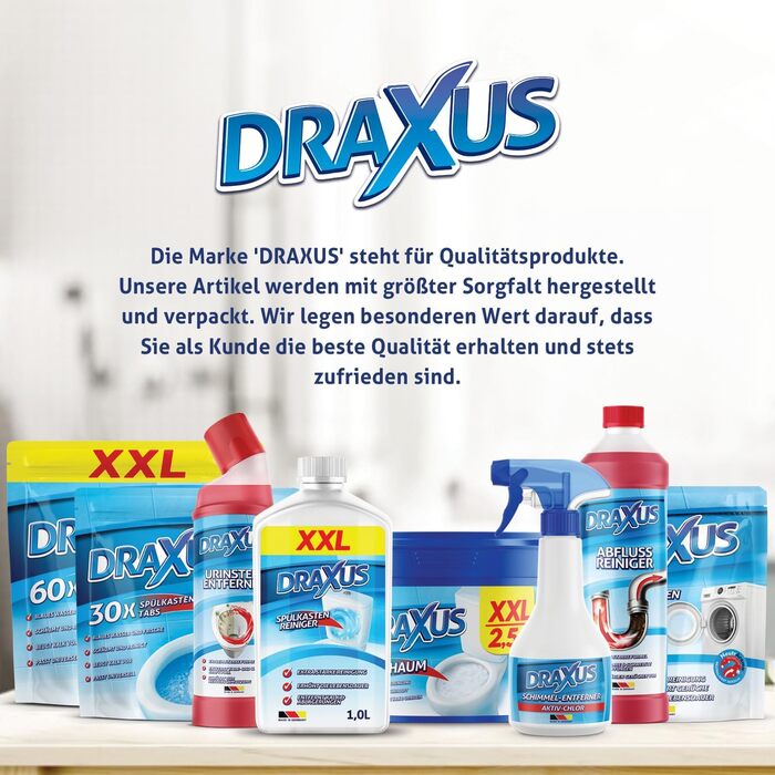 Очищувач бачків DRAXUS у пляшці розміру XXL (1.0 л) I Надзвичайно сильний засіб для видалення накипу з цистерни I Ретельно видаляє вапняний наліт і відкладення