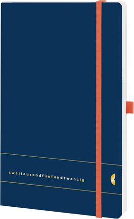 Календар-книжковий календар Chronoplan 50485 на 2025 рік (планувальник А5 (135х210мм) з м'якою обкладинкою, тижневий планувальник, 1 тиждень на 2 сторінки, з петлею для ручки, маркувальною стрічкою, гумовою застібкою) Elementary, Темно-синій Deep Ocean Bl