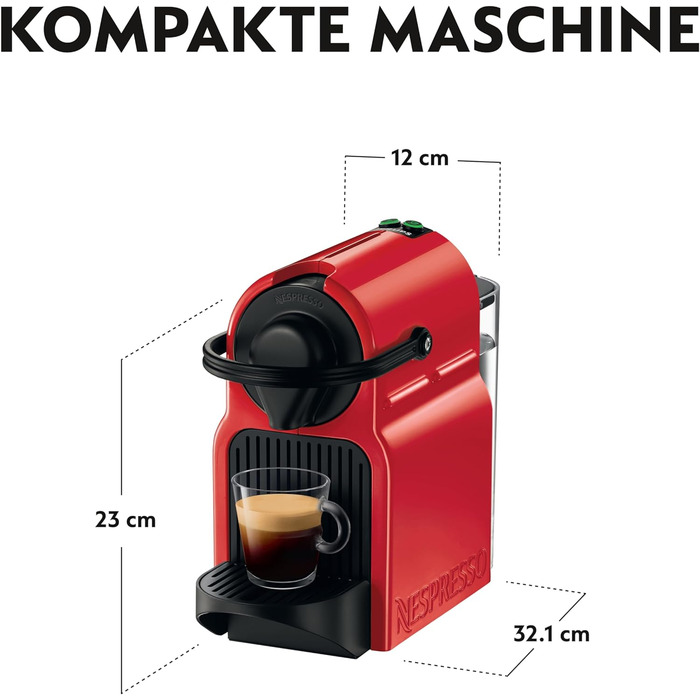 Капсульна машина Nespresso Inissia XN1005 від Krups Готовий до роботи дуже швидко Автоматичне відключення Вишня Червона Червона (Рубін)