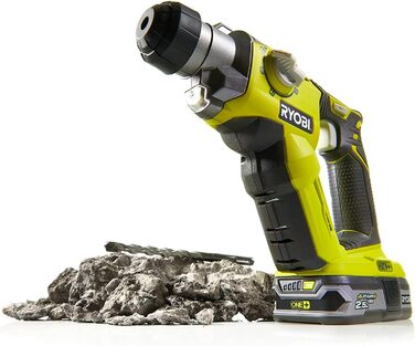 Акумуляторний перфоратор RYOBI 18 В ONE R18SDS-0 (енергія удару 1,3 Дж, макс. Діаметр свердління в дереві/цегляній кладці/сталі 16/16/13 мм, без акумулятора та зарядного пристрою) без акумулятора зарядний пристрій