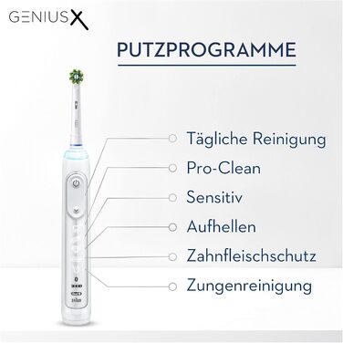 Електрична зубна щітка/електрична зубна щітка Oral-B Genius X, 6 режимів чищення зубів для догляду за зубами, додаток зі штучним інтелектом і Bluetooth, подарунок чоловіку/жінці, дизайн коричневий, білий