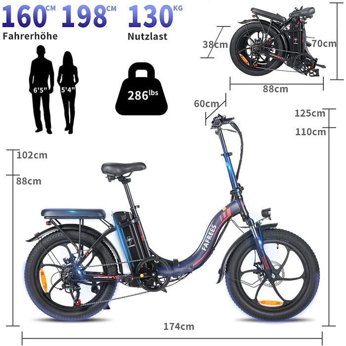 Складний велосипед Fafrees F20 e Bike 20-дюймовий, Fatbike 250 Вт 25 км / год, Міський велосипед ebike чоловіки жінки 36V 16Ah акумулятор, Діапазон електричних велосипедів до 60-130 км, E-bike Foldable 3.0 Fat Tire Grey