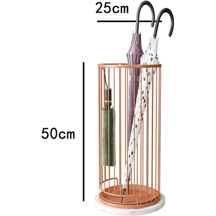 Підставка для парасольок Cuiynice Міцна металева підставка для парасольки, відро для парасольки, полиця для зберігання парасольок з мармуровою основою, з 4 металевими гачками, 4 кольори (помаранчевий q)