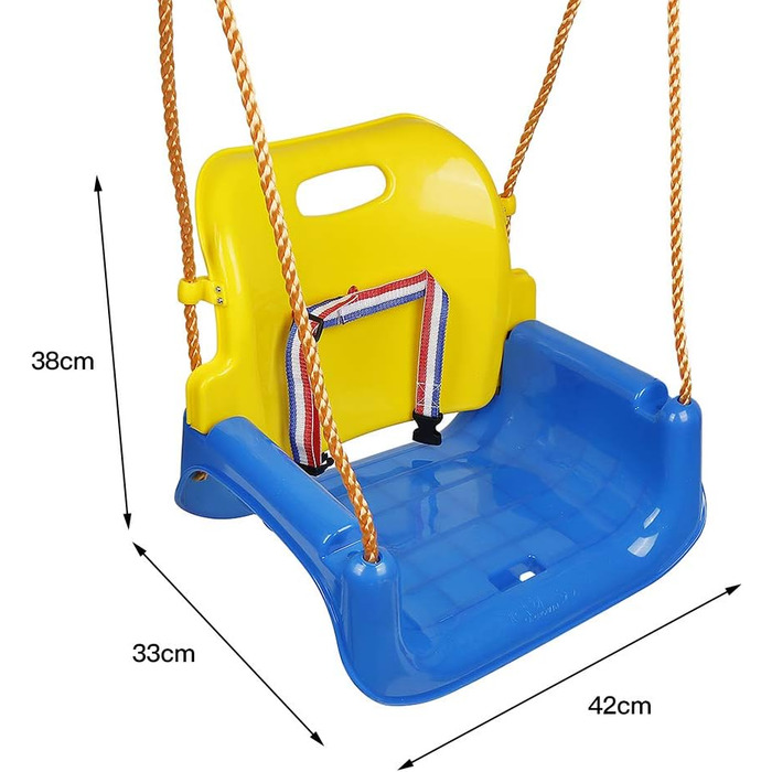 Дитяча гойдалка 3-в-1, дитяча гойдалка, модульна, для немовлят, дітей, гойдалка зі спинкою 38 см і ременем безпеки, для використання на вулиці та в приміщенні