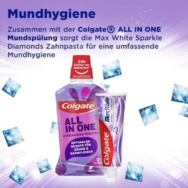 Зубна паста Colgate Max White Sparkle Diamonds 12x75 мл ідеальне відбілювання зубів для більш гладких і білих зубів відновлює природне відбілювання зубів і надовго освіжає подих