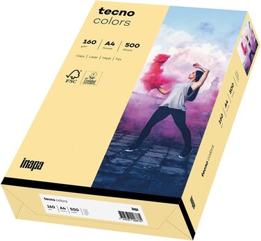 Кольоровий папір для принтера INAPA, кольоровий папір TECNO Кольори 160 г/м, А4, 1 250 аркушів (5x250), замша