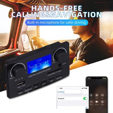 Комплект з MP3-декодером Bluetooth 5.0, підтримка рукозаписуючих стрілок FM DC 12V MP3 WMA WAV Ape FLAC аудіодекодер, 1