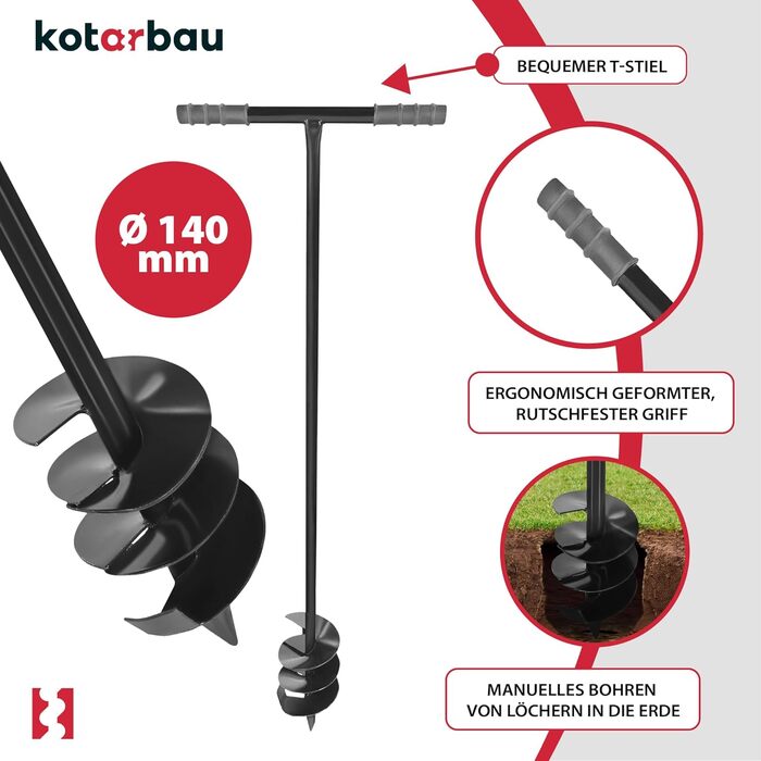 Ручний дриль KOTARBAU Садовий дриль 140 мм з пластиковою ручкою Спіральний дриль Свердло для заземлення Свердло для заземлення Свердло для отворів Квіткова цибулина Сівалка Ручний дриль Ручний інструмент Металевий земляний дриль 115 см