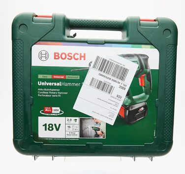 Акумуляторний перфоратор Bosch UniversalHammer 18V ( акумуляторна батарея 4,0 Ач система 18 вольт для свердління, перфорації, довбання та загвинчування в кейсі) Комплект 1 акумуляторна батарея 4,0 Ач UniversalHammer 18V Новий