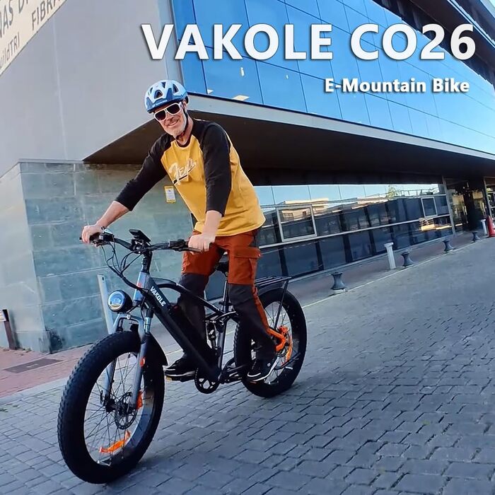 Гірський велосипед VAKOLE E Bike 26-дюймовий електричний велосипед для чоловіків, жінок, електронний велосипед з повною підвіскою зі знімним акумулятором 48В 16Ач, дальність до 75 км Fatbike