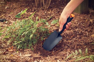 Набір садових інструментів Fiskars, 3 предмети, граблі для квітів, лопатка для квітів, лопатка для посадки, головка з нержавіючої сталі/пластикова ручка, чорний/помаранчевий, Ergo, 1027681