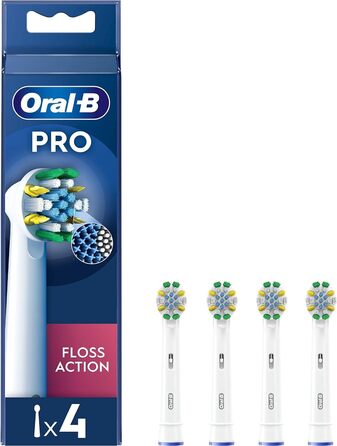 Електрична зубна щітка Oral-B Pro Floss Action, X-подібна та міжзубна щетина для більш глибокого видалення зубного нальоту, 4 насадки для зубної щітки, біла 4 карат