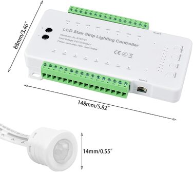 Світлодіодне освітлення сходів XLSBZ з детектором руху, 16 сходинок Світлодіодна сходова стрічка Тепле світло (16 сходинок RL-STEP-01)