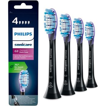 Насадки для зубної щітки Philips Sonicare Original G3 Premium Gum Care Standard - 4 упаковки в чорному кольорі (модель HX9054/33) 4 шт. и