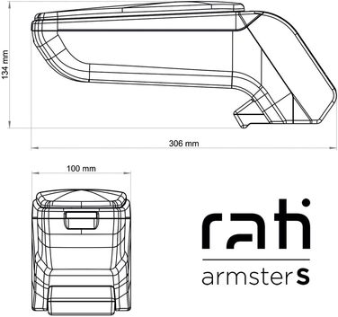 Підлокітник Rati armster S, підходить для RENAULT CAPTUR RHD 2013-2017 (без GRIPXTEND) I Центральний підлокітник з відсіком для зберігання Я вміщую центральну консоль