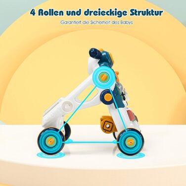 Ходунки для немовлят GOPLUS 3-в-1, як Play Center Baby Walker Ride-on Car, знімна ігрова дошка, зі світлом і музикою, універсальна іграшка, подарунок на 12-36 місяців (синій)