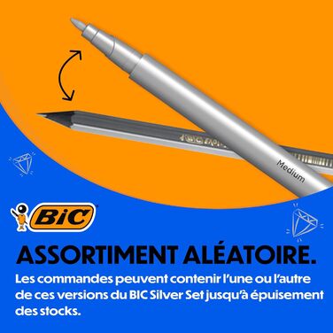 Канцелярський набір BIC з 8 шт. 2 кулькові ручки, 1 блокнот, 1 тонка підводка, 1 олівець, 1 механічний олівець, 1 маркер і 1 гелевий валик, набір Silver Set