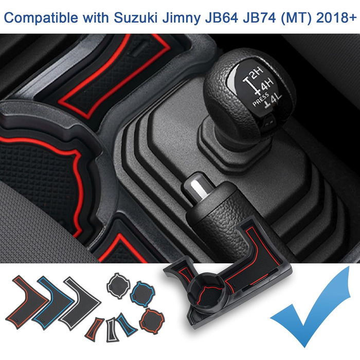 Коробка для зберігання з центральною консоллю Coleya сумісна з Suzuki Jimny JB64 JB74 2018-2024 (MT), органайзер для підлокітників Jimny Accessories, бардачок Jimny Center Armrest з нековзним килимком (червонийсинійбілий) ЧервонийСинійБілий Механічна коро