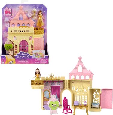 Іграшка Disney Princess, ляльковий будиночок Belle's Stacking Castle з маленькою лялькою та 8 деталями, натхненний фільмом Діснея, іграшки для подорожей та подарунки для дітей Belle's Castle, 52 -