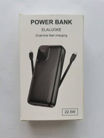 З кабелем USB C Power Bank Швидка зарядка Портативний зарядний пристрій 22,5 Вт Швидка зарядка зі світлодіодним дисплеєм Зовнішня батарея мобільного телефону Сумісний з iPhone, Huawei, Samsung тощо., 27000mAh