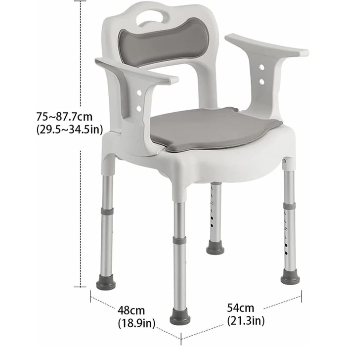 Туалетне крісло UHJKLA, туалетне крісло для спальні, регульована висота ніг, легке та легке в переміщенні, портативне туалетне крісло для людей похилого віку та інвалідів