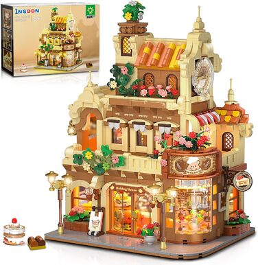 1289 Pieces Bakery Building Construction Toy with Cake Bread Bakery, interlocking Building Blocks Model for Adults Tinegers Children Boys Girls 8-12, 1289 Pieces Bakery Building Construction Toy with Cake Bread Bakery, interlocking Building Blocks Model f