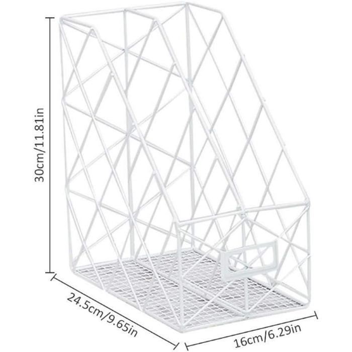 Відсіковий металевий стоячий лоток для зберігання документів, настільний колекціонер журналів, офісний органайзер (білий), 2-