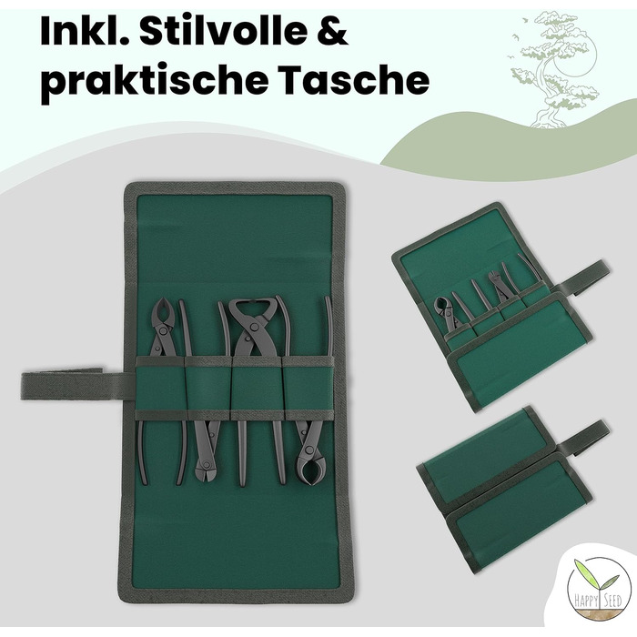 Професійний набір інструментів для бонсай з 4-х частин зі сталі з практичною сумкою для зберігання - Традиційний інструмент для бонсай ідеально підходить для дротів, гілок, бруньок і коренів Набір інструментів для бонсай