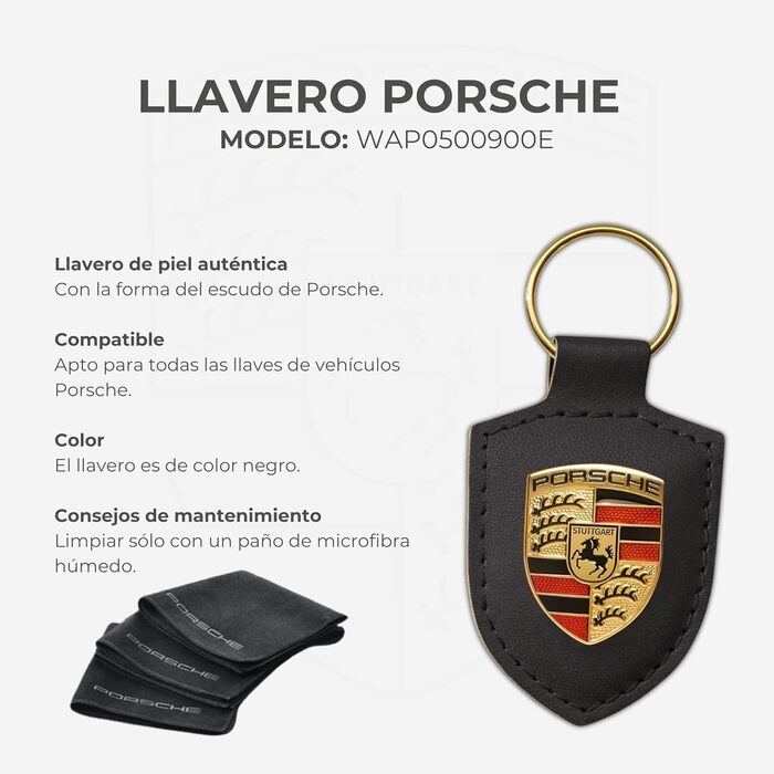 Брелок Porsche ЧОРНИЙ шкіряний з гербом WAP0500900E