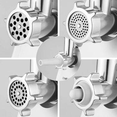 Електрична м'ясорубка Meykey, 2000 Вт Max, м'ясорубка 3-в-1 з 3 перфорованими дисками, насадка для ковбаси, нержавіюча сталь, функція повернення (чорний 1)