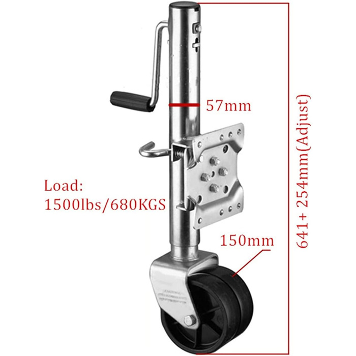 Важкий причіп Домкрат Морський човен Причіп Вантаж домкрата 1500 фунтів 680 кг Ручний домкрат для причепа Направляюче колесо Домкрат RV Направляюче колесо Опора для підйому та опускання будь-якого причепа