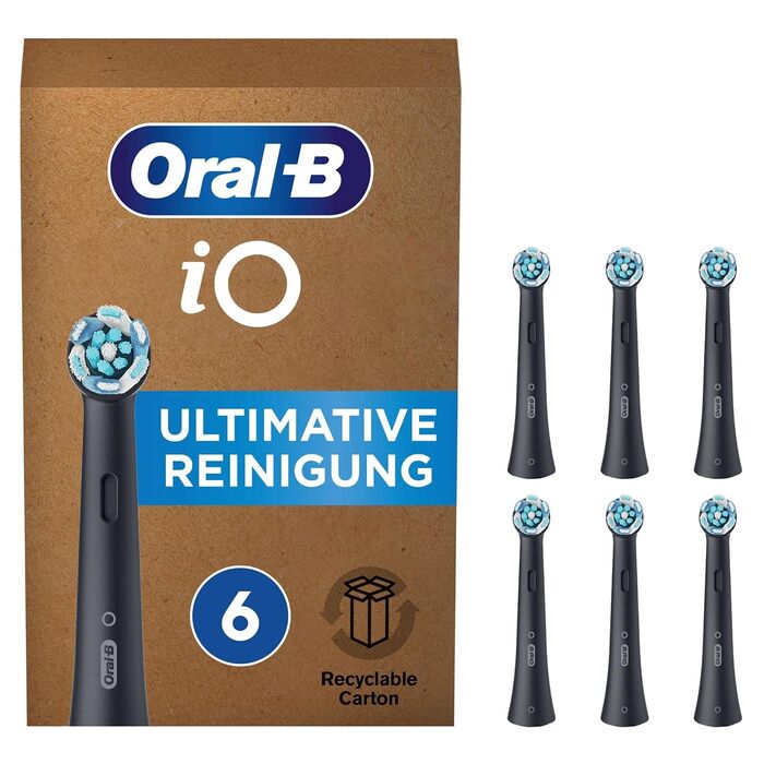 Щітки для чищення електричної зубної щітки Oral-B iO Ultimate, 4 шт., Ultimate Tooth Cleaning with iO Technology, чорна, готова до поштової скриньки упаковка (6 шт. (1 упаковка))