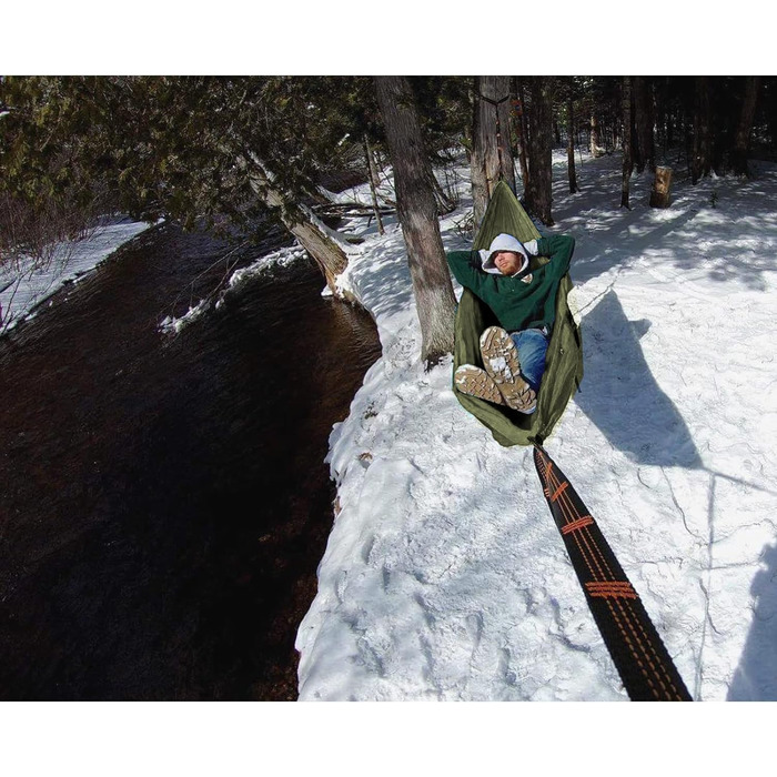 Туристичний кемпінг-гамак NATUREFUN 275 x 140 см преміум-класу максимальна вантажопідйомність до  300 кг дихаючий, швидковисихаючий з парашутного нейлону з 2 карабінами зелений