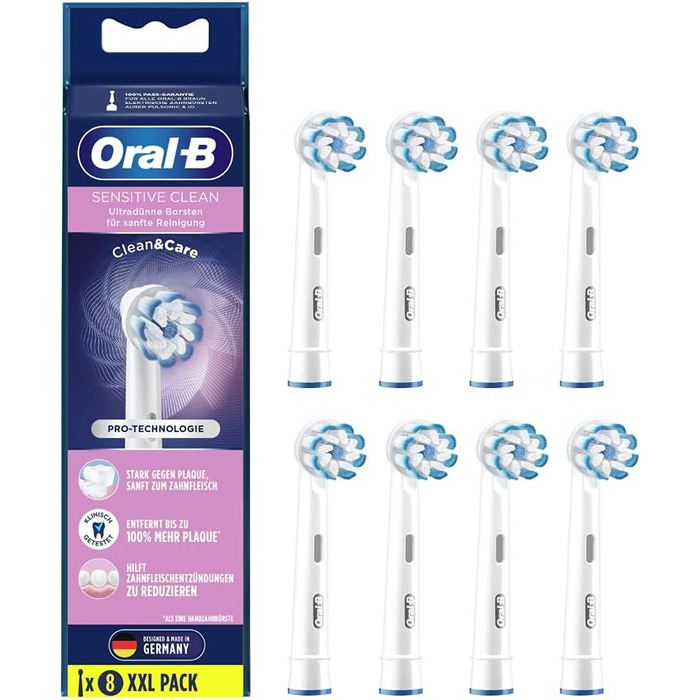 Щітки Oral-B Sensitive Clean для електричної зубної щітки, 8 шт. , дбайливе чищення зубів, ультратонка щетина, насадка для зубних щіток Oral-B