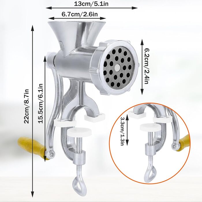Ручна м'ясорубка Otufan, наповнювач для ковбаси, ручна м'ясорубка, м'ясорубка з нержавіючої сталі, шліфувальна машина, м'ясорубка, домашнє використання для яловичини, стійка для курки, чилі, можна мити в посудомийній машині