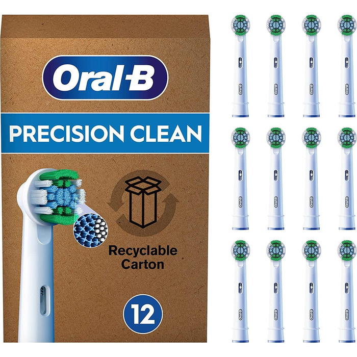 Щітки Oral-B Pro Precision Clean для електричної зубної щітки, 16 шт. , чищення зубів, X-щетина, оригінальна насадка для зубної щітки Oral-B, упаковка, готова до поштової скриньки, розроблена в Німеччині (12 шт. (1 упаковка))