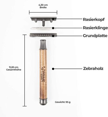 Безпечна бритва для чоловіків і жінок, включаючи 10 лез для бритви з ручкою з дерева зебри I Стійка бритва, бритва з листям, волога бритва для чоловіків Пістолет металева