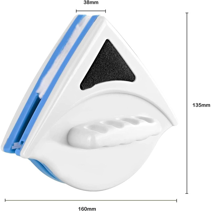 Бічна магнітна щітка для миття вікон SUQ Coppel, засіб для миття вікон, магнітний очищувач, двосторонній очищувач скла з мотузкою проти падіння, для склопакета висоток та автомобілів (СИНІЙ)