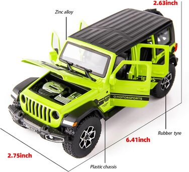 Дверний іграшковий автомобіль Wrangler 1/32 литий під тиском відкидний модельний автомобіль зі звуком і світлом іграшковий транспортний засіб для дівчаток хлопчиків фестиваль подарунок зелений автомобіль, 7-