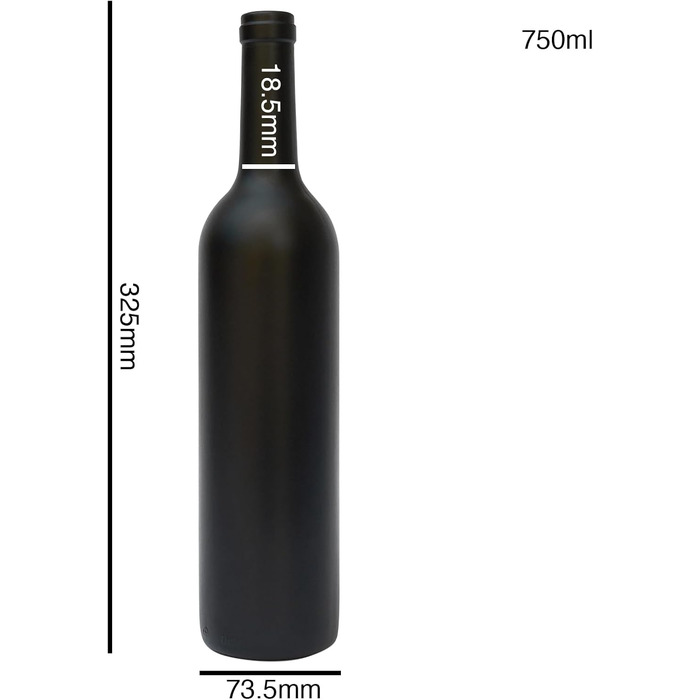 Порожні пляшки для вина, 750 мл, 12 шт. (чорний матовий)