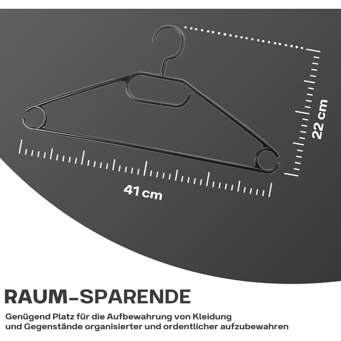 Вішалки Чорний - компактні та міцні з гачками, що обертаються на 360, багатофункціональні пластикові вішалки преміум-класу, не ковзають, 100 перероблений матеріал, виготовлені в ЄС, 100 шт.